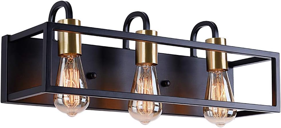 Bargeni Bathroom Light Fixtures 3 Vanity Black Rustic Industrial Style Antique Bronze Finish Vintage Lighting Fixt Bargeni Bathroom Light Fixtures 3, Bathroom Light Fixtures Black