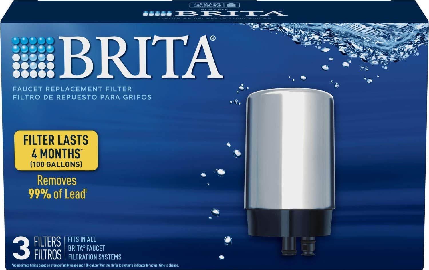 Brita Basic Replacement Water Filters, 3 ct, Chrome