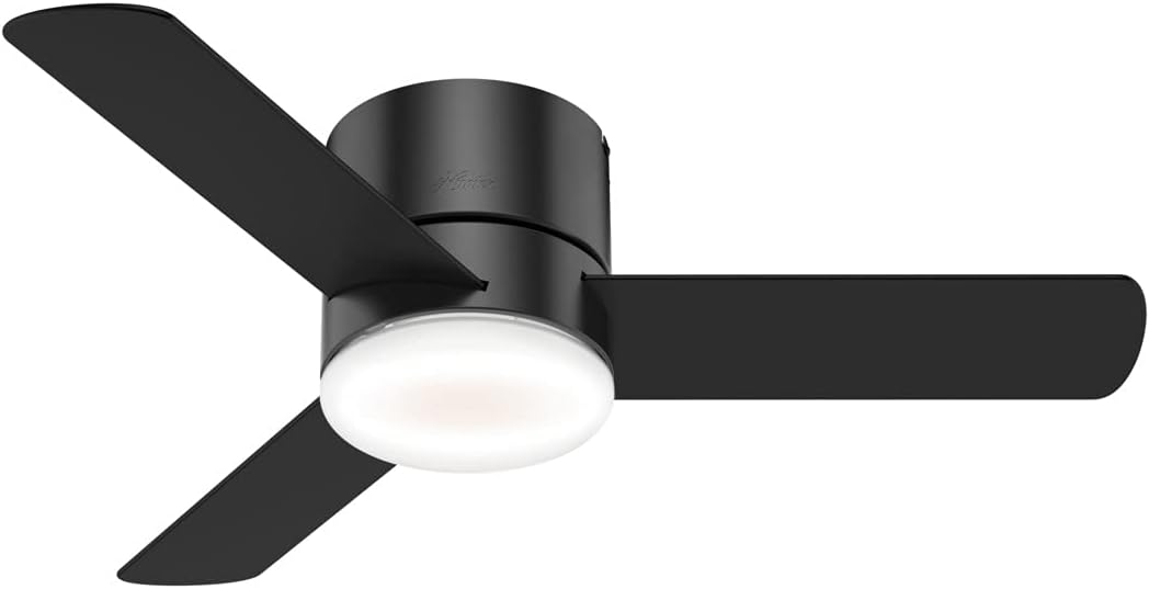 Hunter 59453 Minimus Indoor Low Profile Ceiling Fan With Led Light And Remote Control 44 Inch Matte Black Hunter 59453 Minimus Indoor Low Profile, Low Profile Ceiling Fan With Light And Remote Control