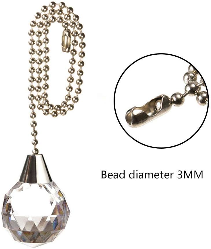 Akahttbn Ish09 M833231mn Ceiling Fan Pull Chain Decorative Extension 12 Inches Clear Crystal Prism Ball Pulls Set For Light Lamp E Ceiling Light Lamp Fan Chain, Ceiling Fan Chain Extender