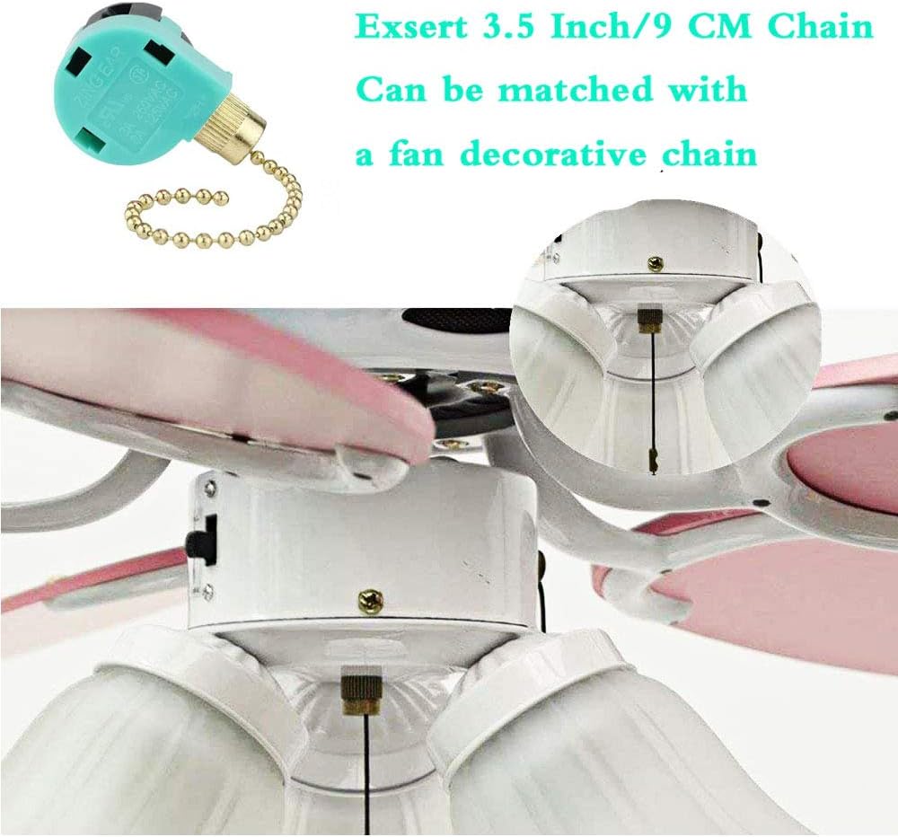 Akahttbn Akahttbn Ceiling Fan Switch 3 Speed 4 Wire Zing Ear ZE-268S6, Ceiling Fan Pull Chain 4 Wire Fan Lamps Switch Compatible with Hunter Ceil