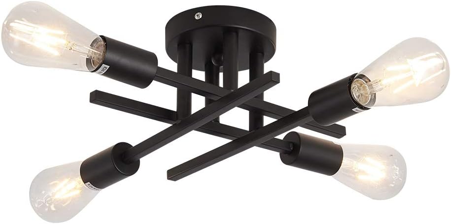 Zglaojt Semi Flush Mount 4 Light Ceiling Matte Black With E26 Base Modern Chandelier For Farmhouse Kitchen Dining Room Bedroom St - Flush Led Kitchen Ceiling Lights Zglaojt Semi Flush Mount 4 Light Ceiling Matte Black With E26 Base Modern Chandelier For Farmhouse Kitchen Dining Room Bedroom St - Flush Led Kitchen Ceiling Lights