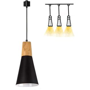 Kiven H-Type Track Mount Light Modern Wood Pendant Lights Kitchen Lighting Scandinavian Light Fixture Home Lighting,1-Light(Black)