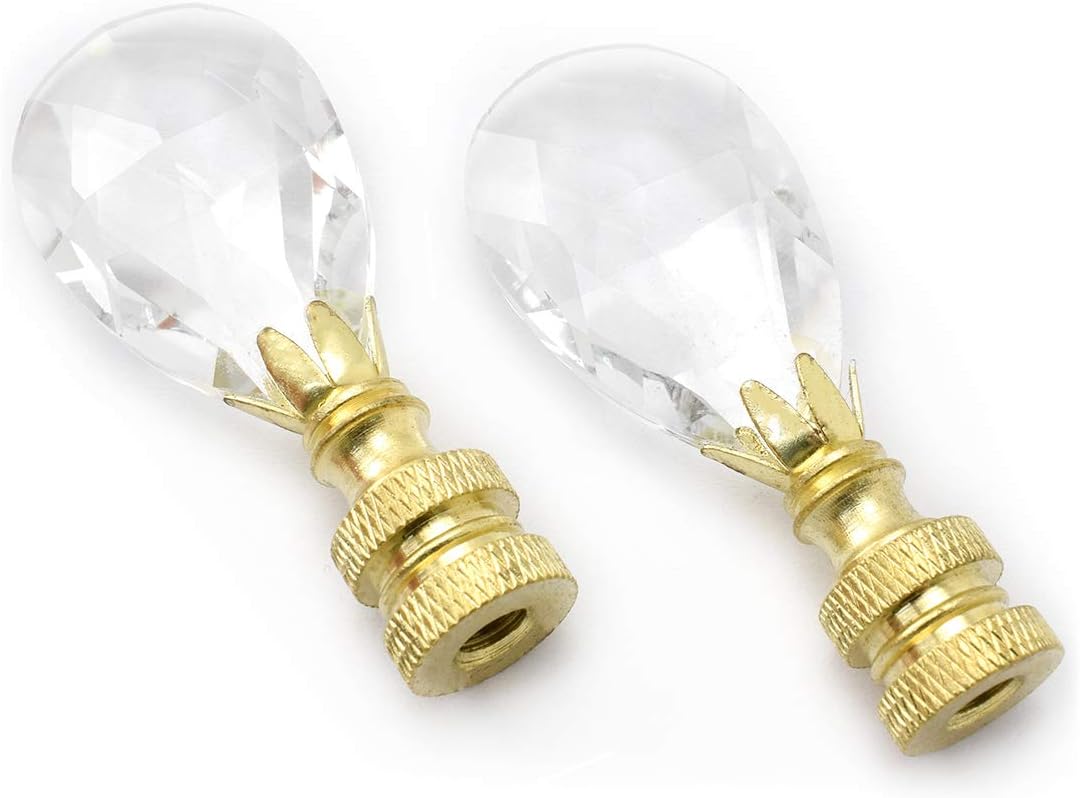 Marrteum Lamp Finial Teardrop 2 Clear Crystal Finials 1 4 27 Thread Ball Knob For Shade Holder Top Fixing And Decoration 2pcs Clear Teardrop Crystal Lamp Finials, How To Fix Lamp Shade Holder