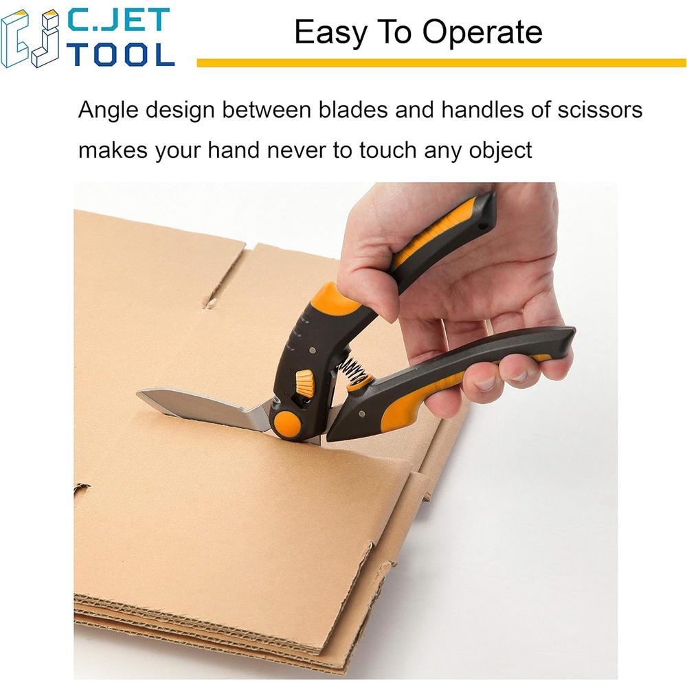 C.Jet Tool 10" Professional Soft Grip Stainless Heavy Duty Multipurpose Cardboard and Carpet Scissors (Orange)