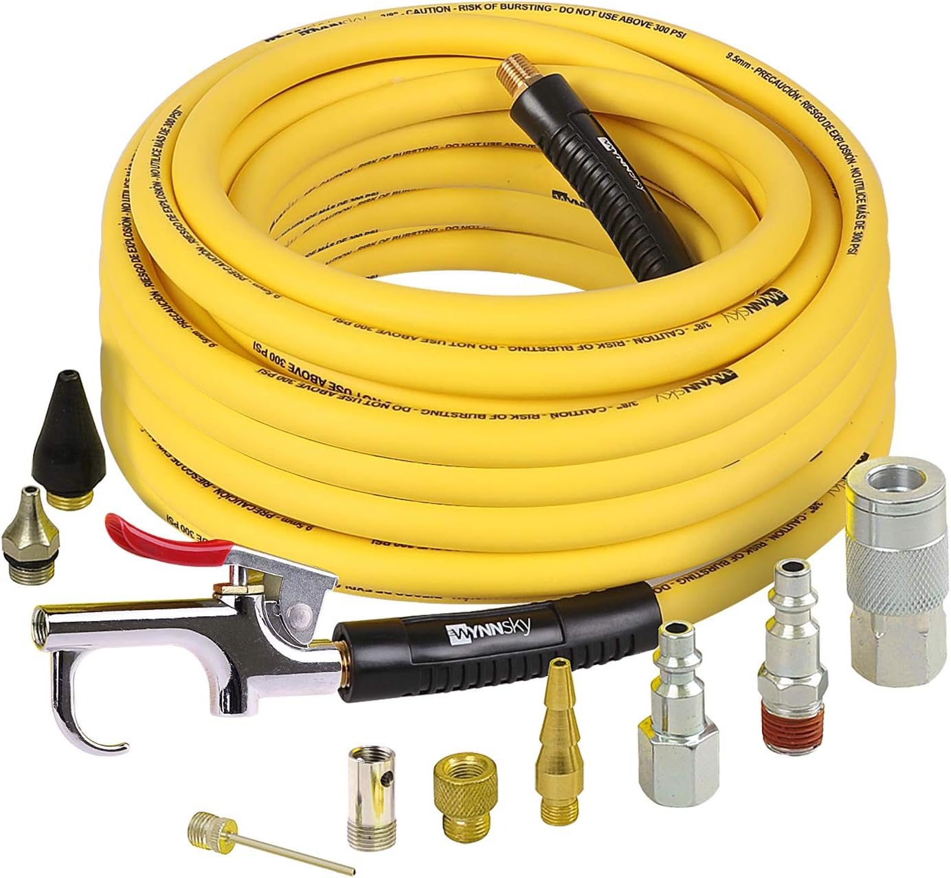 Wynnsky W53 018c Air Compressor Accessories Kit 3 8 Inch A 50 Feet Hybrid Air Hose With 1 4 Inch Male Npt Brass Connection