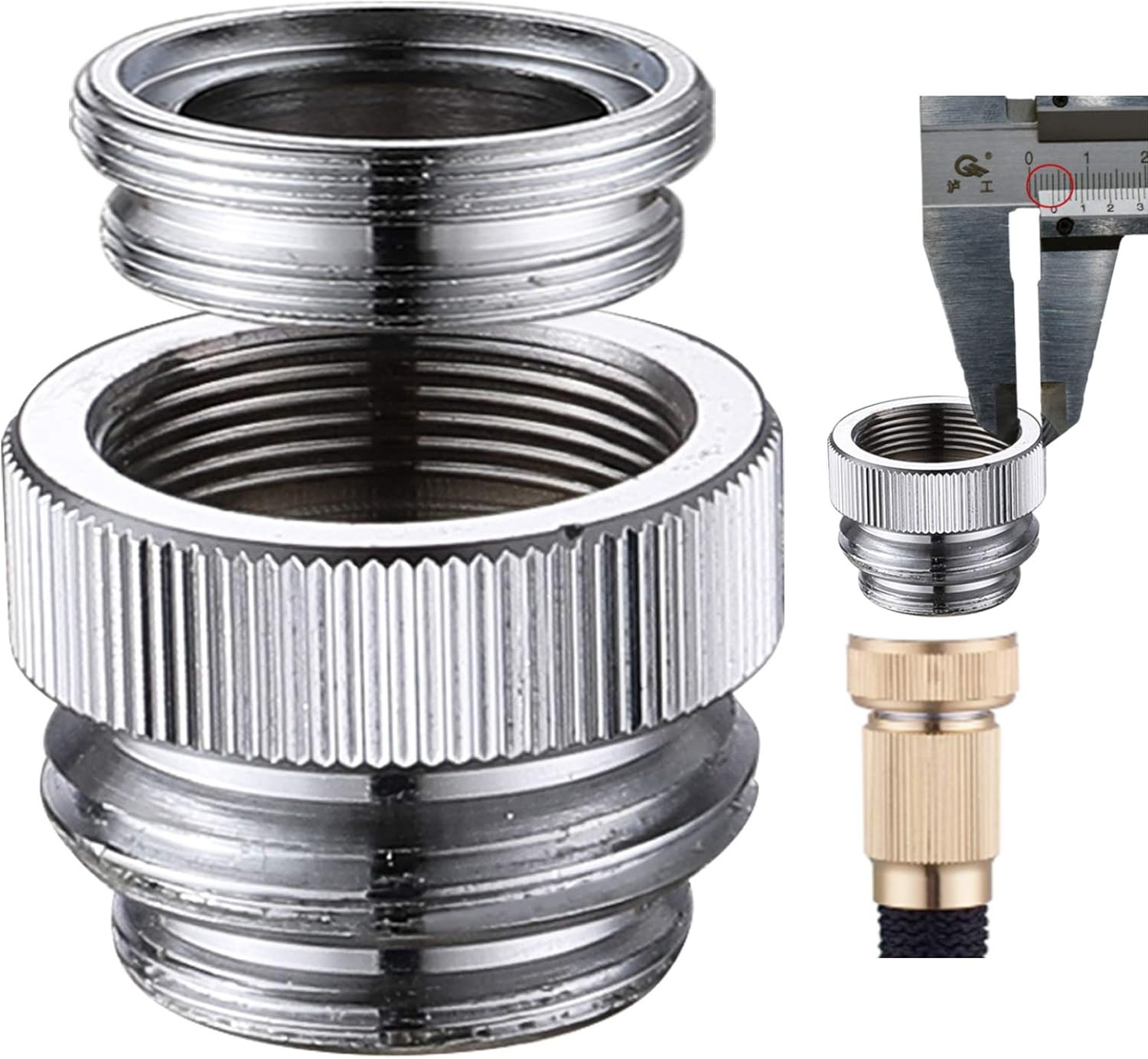 QMLALA Faucet Adapter Connects Garden Hose or Other 3/4'' Thread Hose,  Brass Kitchen Sink Aerator Quick to Connect (Chrome)