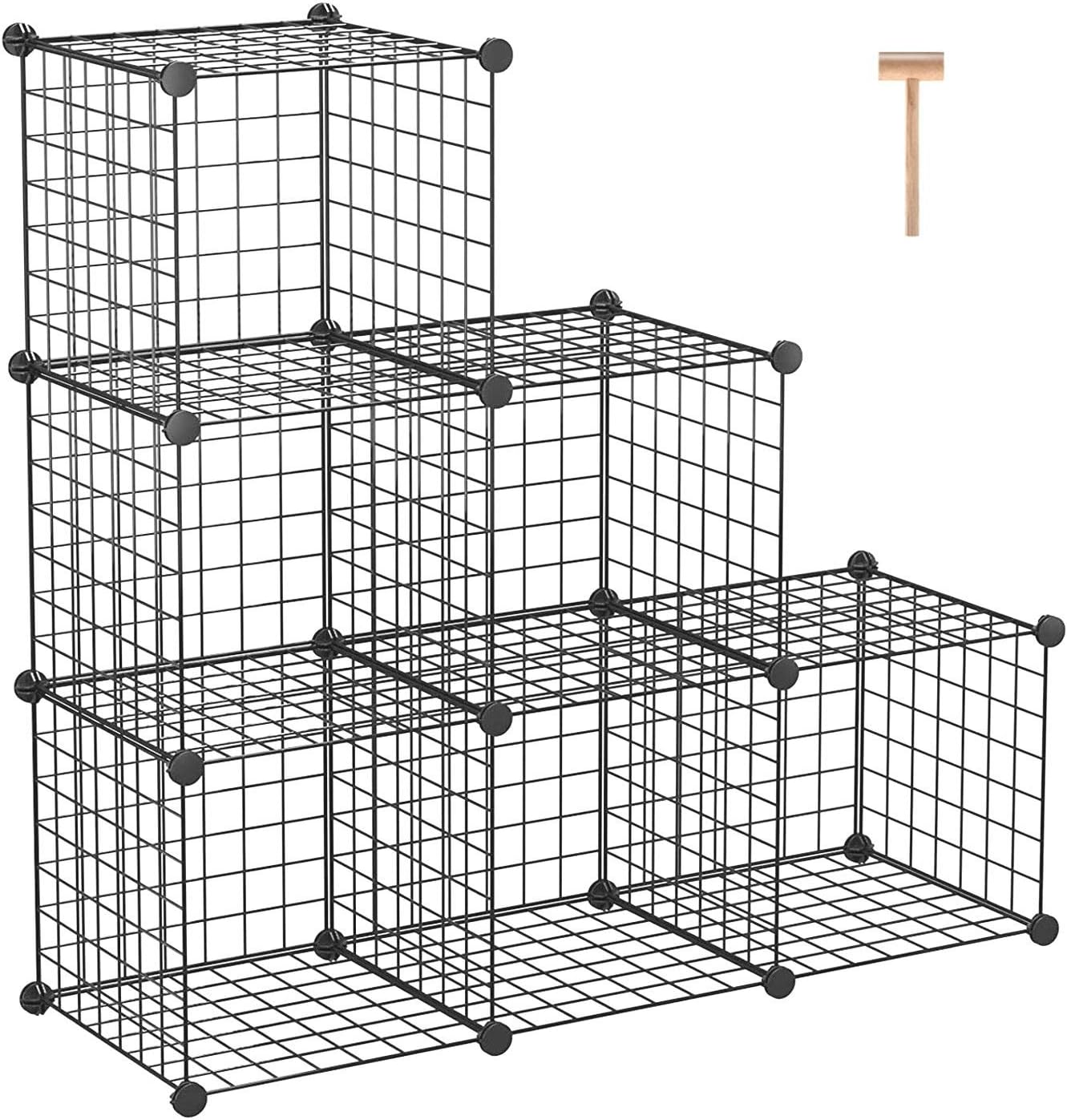 C Ahome Wire Storage Cubes Metal Grids, Black Metal Cube Shelving Units