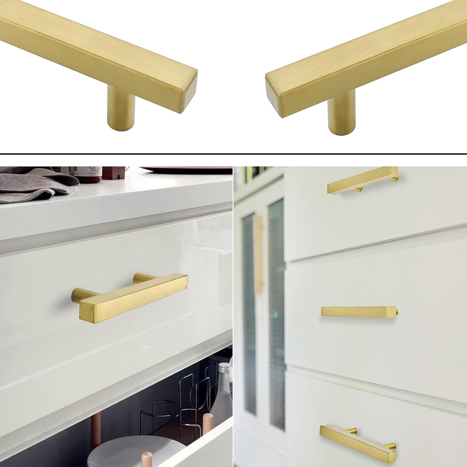 Goldenwarm Gold Cabinet Pulls Kitchen, Gold Modern Dresser Pulls