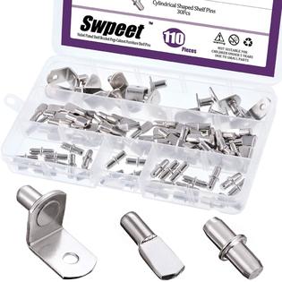 Swpeet 110Pcs 3 Styles Shelf Pins Assortment Kit, Top Quality