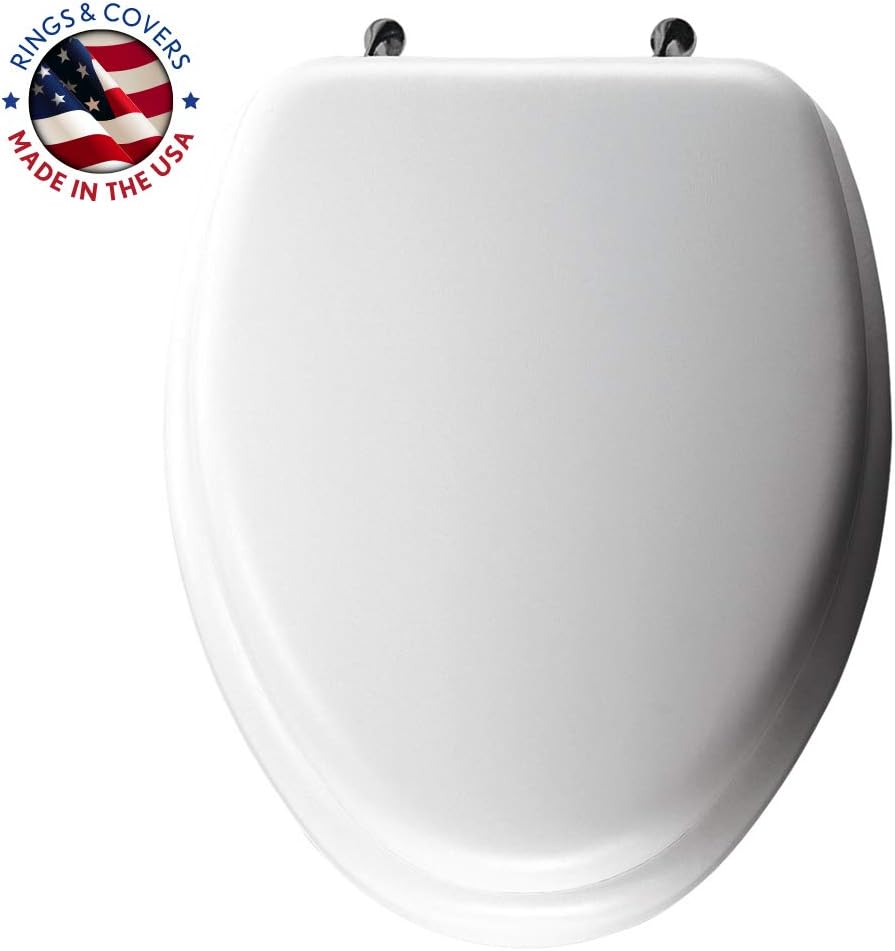 Bemis Mayfair 1815CP 000 Soft Toilet Seat with Premium Chrome Hinges that will Never Loosen, ELONGATED, White