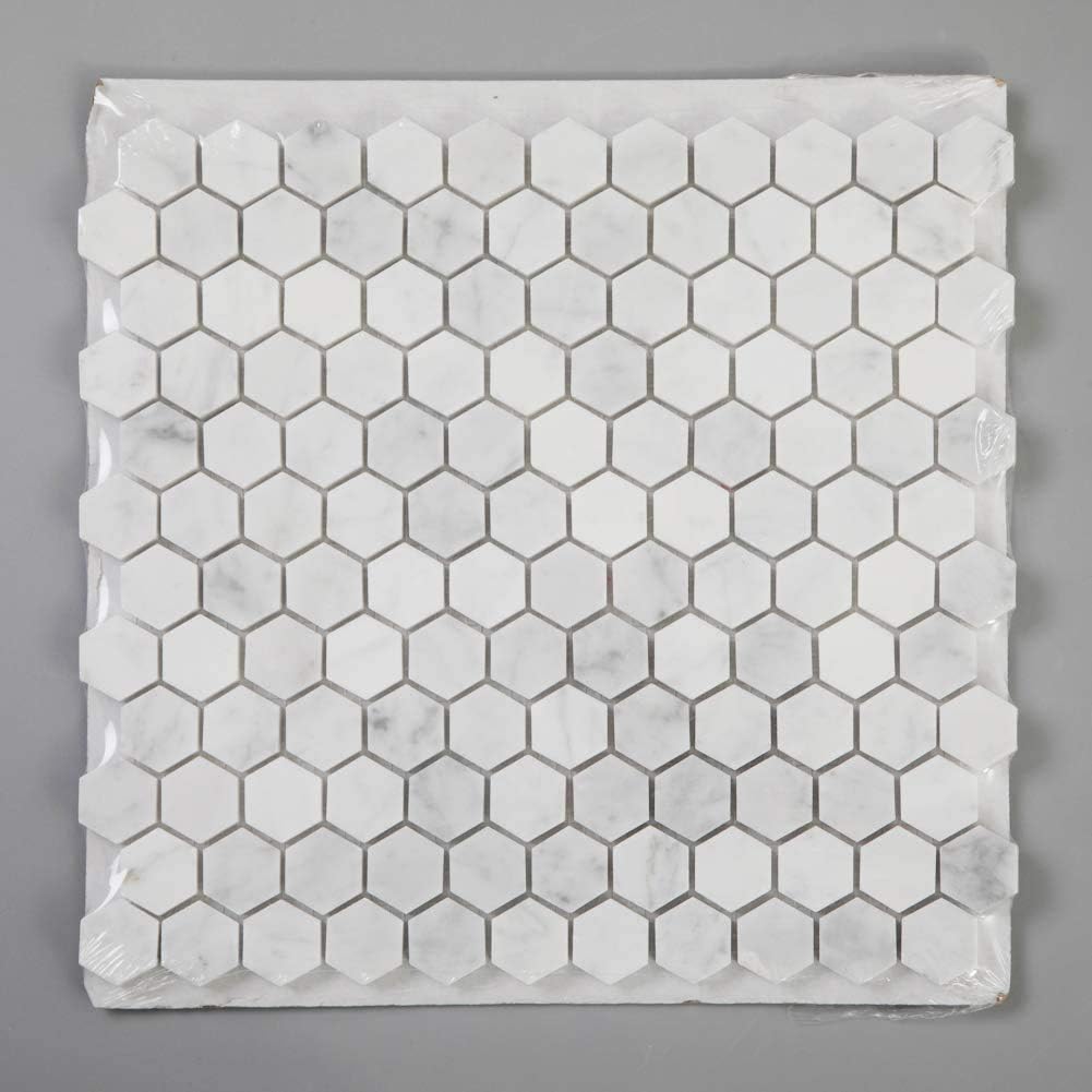 Diflart Carrara White Carrera Hexagon, 1 Inch Hexagon Tile Colors