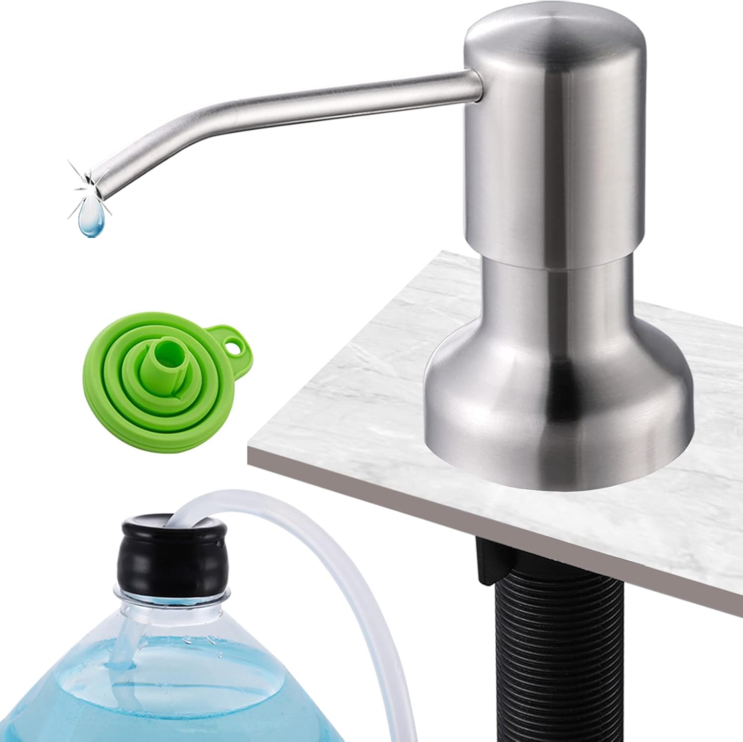Francany Soap Dispenser for Kitchen Sink (Brushed Nickel), Kitchen Liquid  Soap Dispenser Stainless Steel Pump with 45â€