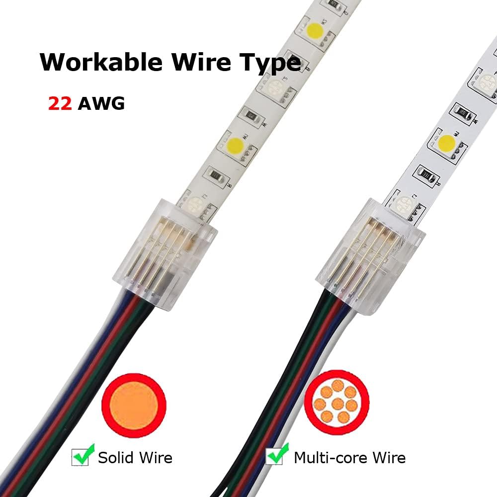 Gå til kredsløbet Hændelse Stige Biantie La 5 Pin 10mm LED Strip to Wire Connector rgbw Unwired Clips  Solderless Adapter Terminal