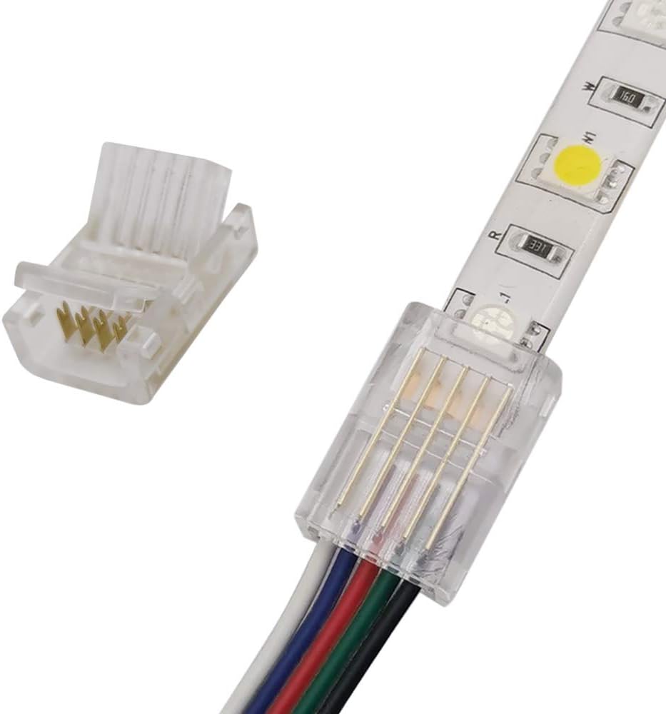 Biantie La 5 Pin 10mm LED Strip to Wire Connector rgbw Unwired Clips  Solderless Adapter Terminal Extension Connection for Multicolor LED S