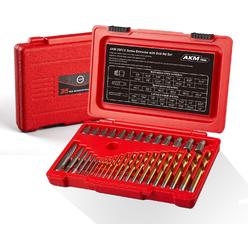 AKM Screw Extractor with Drill Bit Set,bolt extractors,Multi-spline Extractors,and Left Hand Drill Bits for Removeing Broken Studs,