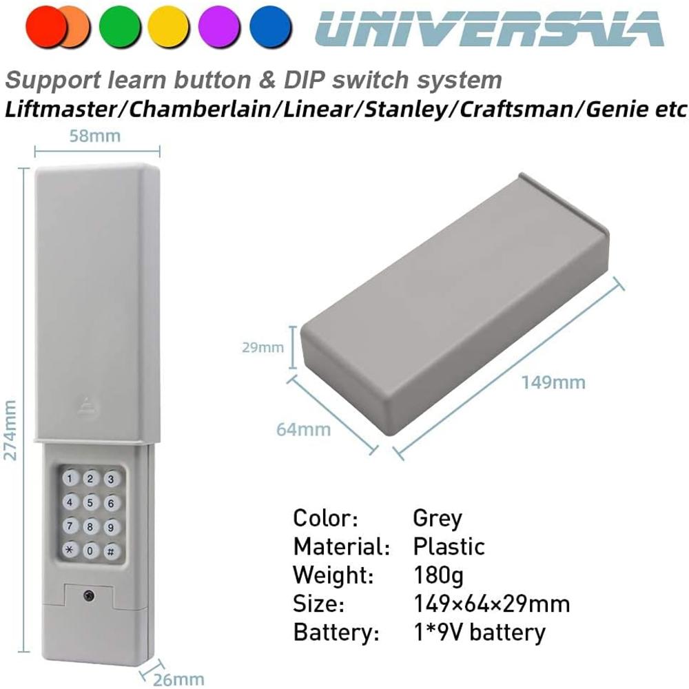 Giant Universal Garage Door Keypad Wireless Keyless Entry Keypad Compatible Chamberlain/LiftMaster/Craftsman/Genie/Linear etc Garage