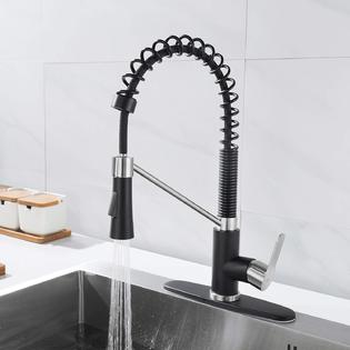 AMAZING FORCE Black Kitchen Faucets with Pull Down Sprayer Single Handle Commercial Kitchen Sink Faucet Single Hole Utility Sink Faucet for L