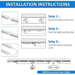 SHOPLED (Pack of 4) 4ft D Shape LED Shop Light 45W 5850LM ...