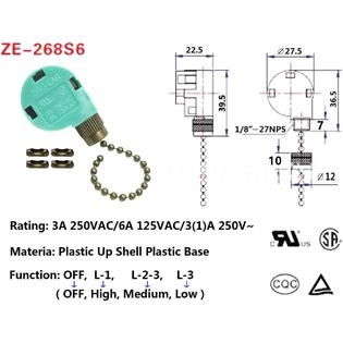Hyamass 2pcs Ceiling Fan Switch 3 Speed 4 Wire Zing Ear ZE-268S6 Pull Chain Switch Control Replacement 3 Speed Control Switch Ceiling F