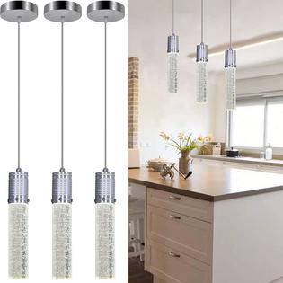 RS Lighting 3 Pendants Light for Kitchen Island Modern Chandeliers Pendant Lighting for Kitchen Island Bubble Crystal Light Fixtures Kitche