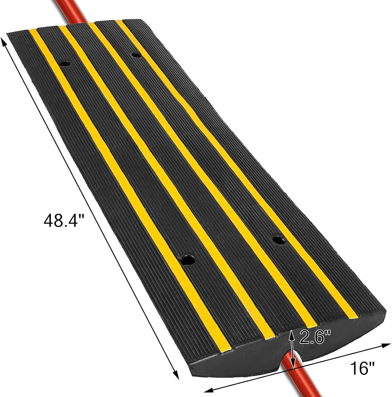 Happybuy iSH09-M772506mn Car Driveway Rubber Curb Ramps Heavy Duty 22000lbs  Capacity Threshold Ramp 2.5 Inch High Cable Cover Curbside Bridge Ramp for L