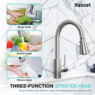 Ifaucet Directly Pull down faucet spray head 3 Modes replacement, Kitchen  faucet head G 1/2, Kitchen sink faucet replacement parts, Kitchen fauc