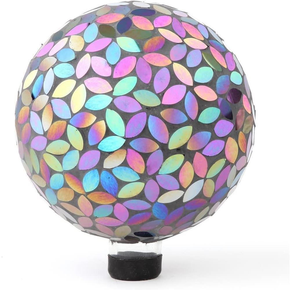 Lily's Home Colorful Mosaic Glass Gazing Ball, Designed with a Stunning Holographic Petal Mosaic Pattern to Bring Color to Any Home and Gar