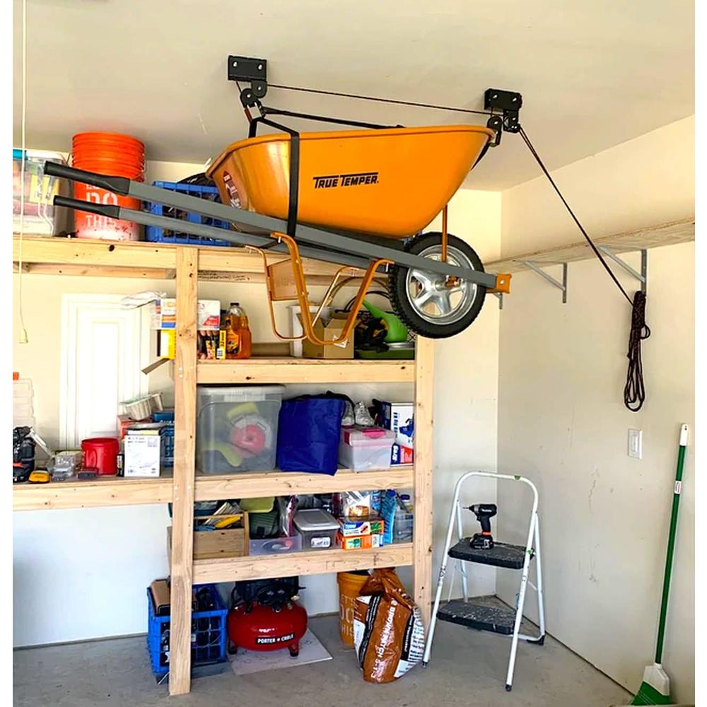 StoreYourBoard Wheelbarrow Ceiling Storage Hoist, Hi Lift Home and Garage Organizer, Hanging Pulley Rack