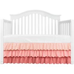 Sahaler Peach Coral 3 Tiered Ruffled Crib Skirt Baby Girl Nursery Bedding Dust Ruffle (Coral)&#226;&#128;&#166;