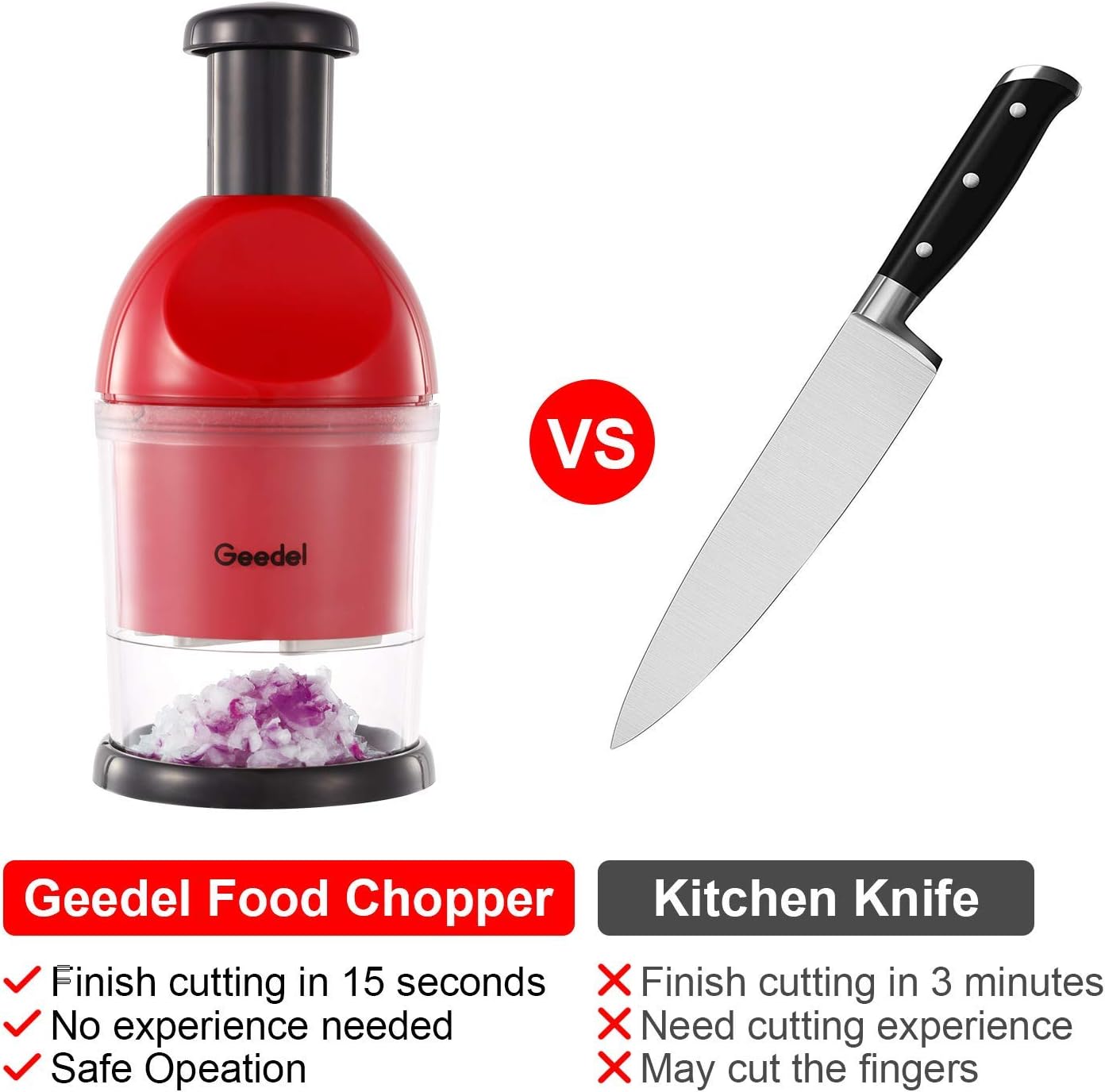 Generic Geedel Food Chopper, Easy to Clean Manual Hand Vegetable Chopper Dicer, Dishwasher Safe Slap Onion Chopper for Veggies Onions G