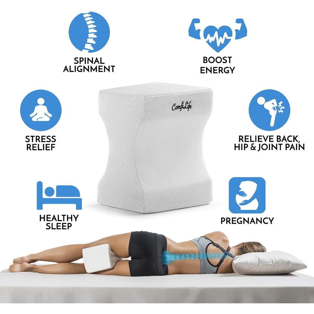 ComfiLife Orthopedic Knee Pillow and Leg Pillow for Sleeping - 100% Memory Foam Leg Pillows for Back Pain, Sleeping Pain, Hip Pain Relief