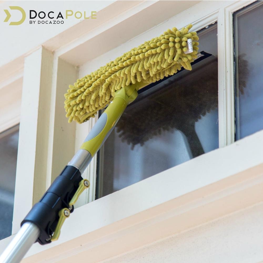 Docazoo Docapole 20 ft Reach Window Washing Kit with 5 to 12 ft Telescoping Extension Pole, Window Squeegee with Scrubber Combo