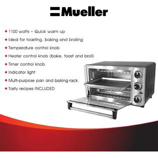 Mueller Austria MT-175 Toaster Oven 4 Slice, Multi-function Stainless Steel  Finish with Timer - Toast - Bake - Broil Settings, Natural Convection - 11