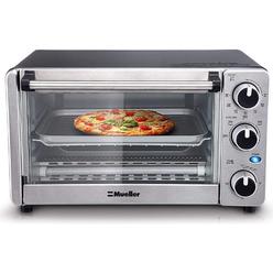 Mueller Austria Toaster Oven 4 Slice, Multi-function Stainless Steel Finish with Timer - Toast - Bake - Broil Settings, Natural Convection - 11