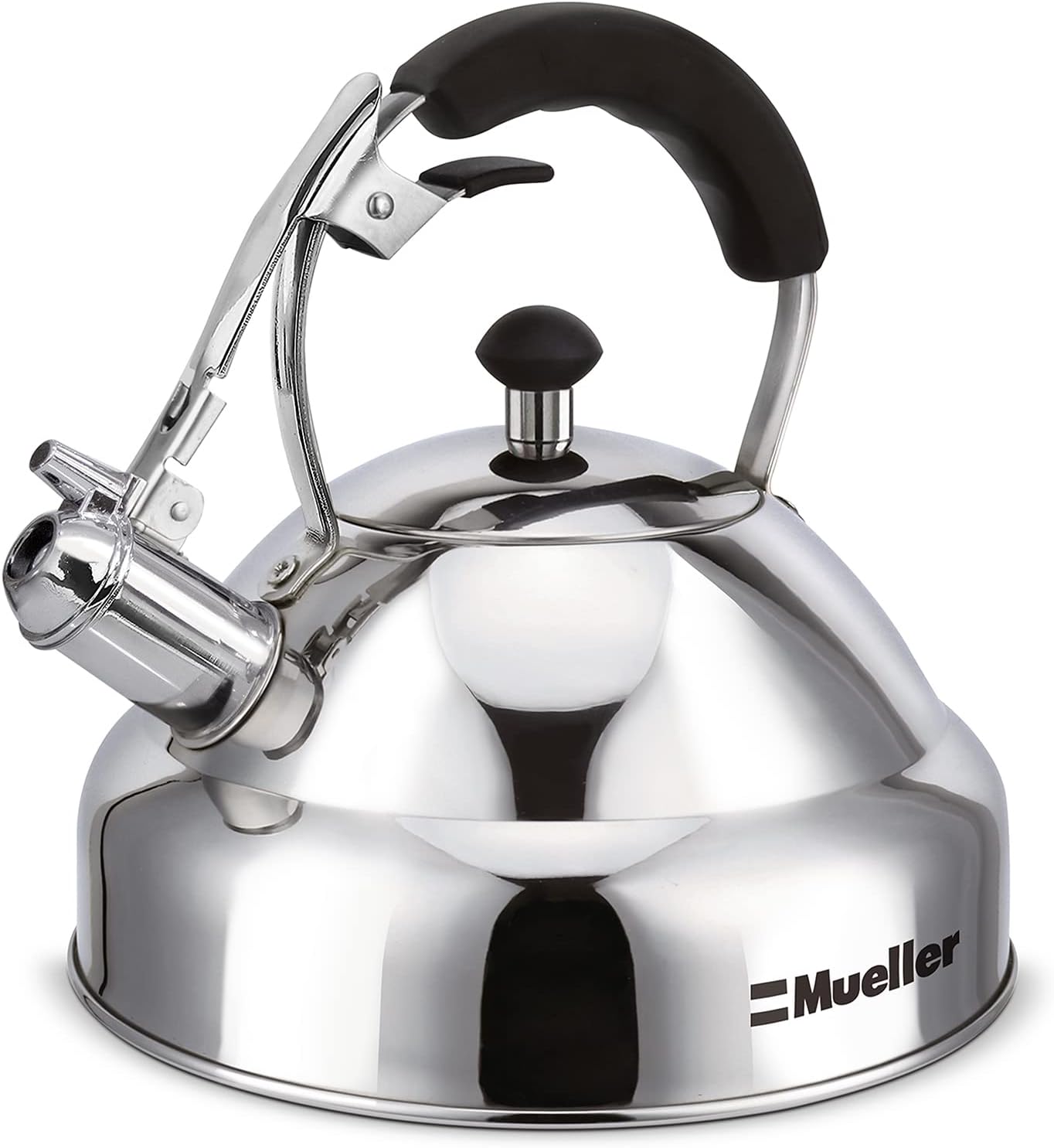 Mueller Austria Stove Top Whistling Tea Kettle - Only Culinary Grade Stainless Steel Teapot with Cool Touch Ergonomic Handle and Straight Pour