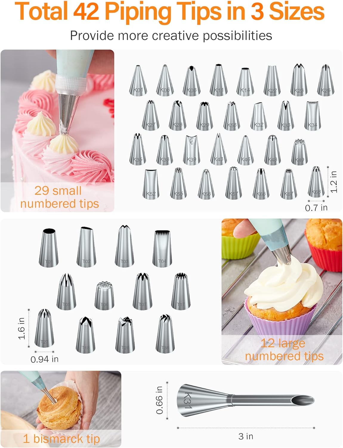 Generic Kootek 178 Pcs Cake Decorating Kit Supplies with Cake Turntable Numbered Piping Tips E-book Guide Pastry Bags Frosting Spatula