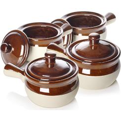 Generic LIFVER French Onion Soup Bowls, 18 Oz French Onion Soup Crocks Oven Safe, Soup Crocks with Handles and Lids, Ceramic Soup Bowls
