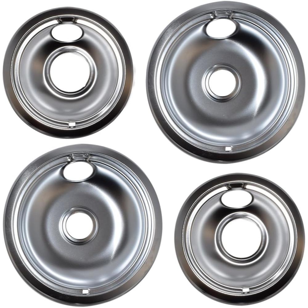 Vastu Aftermarket Replacement Drip Pans for Whirlpool Range - 2 Large 8" and 2 Small 6" Drip Bowl Pans - Set of 4 - x2 of W