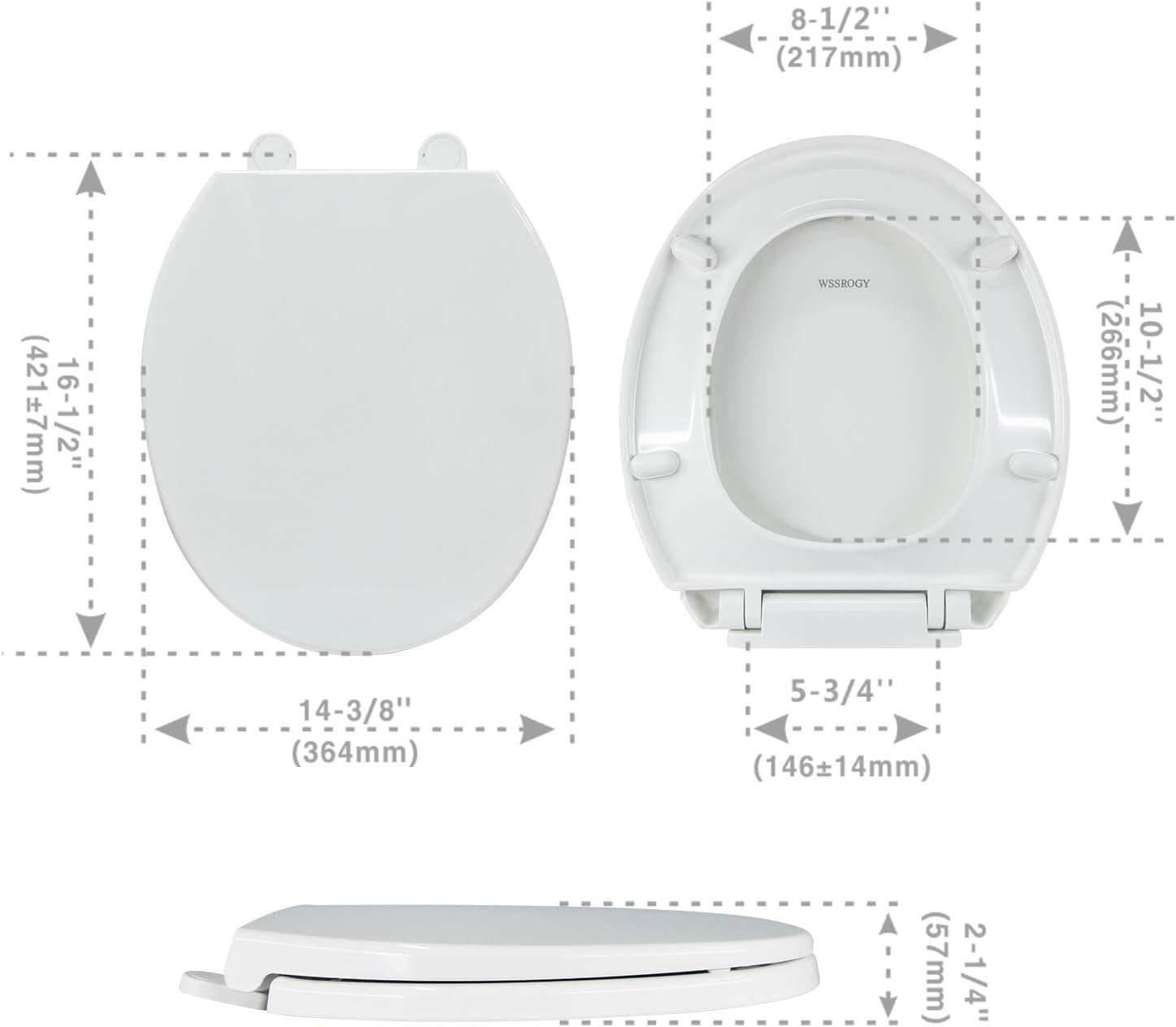 Lamea Round White Toilet Seat with Cover will Slow Close and Durable Never Loosen the Non-Slip Seat