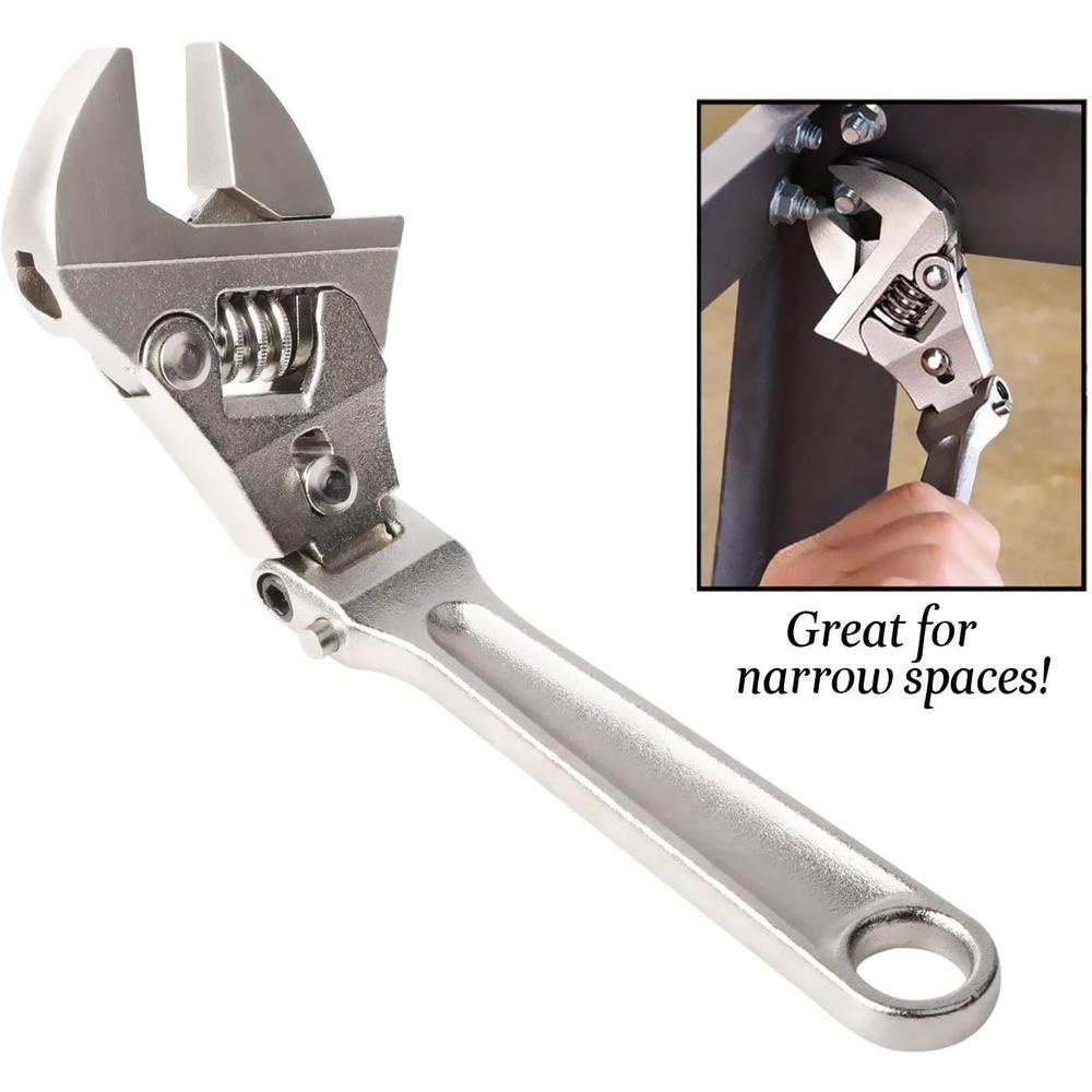 GETUHAND Flexhead Adjustable Wrench 8", Flex Ratcheting Wrench with 180 Degree Rotating Head