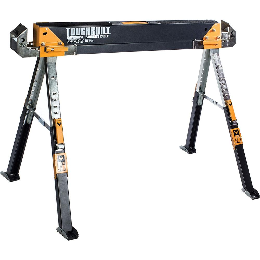 Toughbuilt - Folding Sawhorse/Jobsite Table - Adjustable up to 4 x 4 Size Support Arms 1300 LB Capacity - (TB-C700)