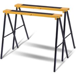 Superbuy Goplus 2-Pack Sawhorse Pair Folding Metal Stands, Heavy Duty Fully Assembled Saw Horses, Portable Foldable Legs Stands Twin Pac