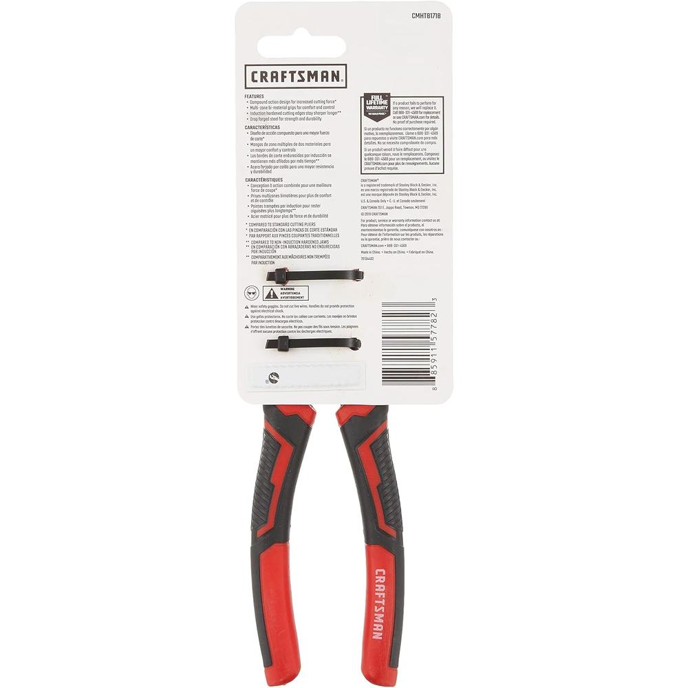 Craftsman Diagonal Cutting Pliers, 8-Inch Compound Action (CMHT81718)