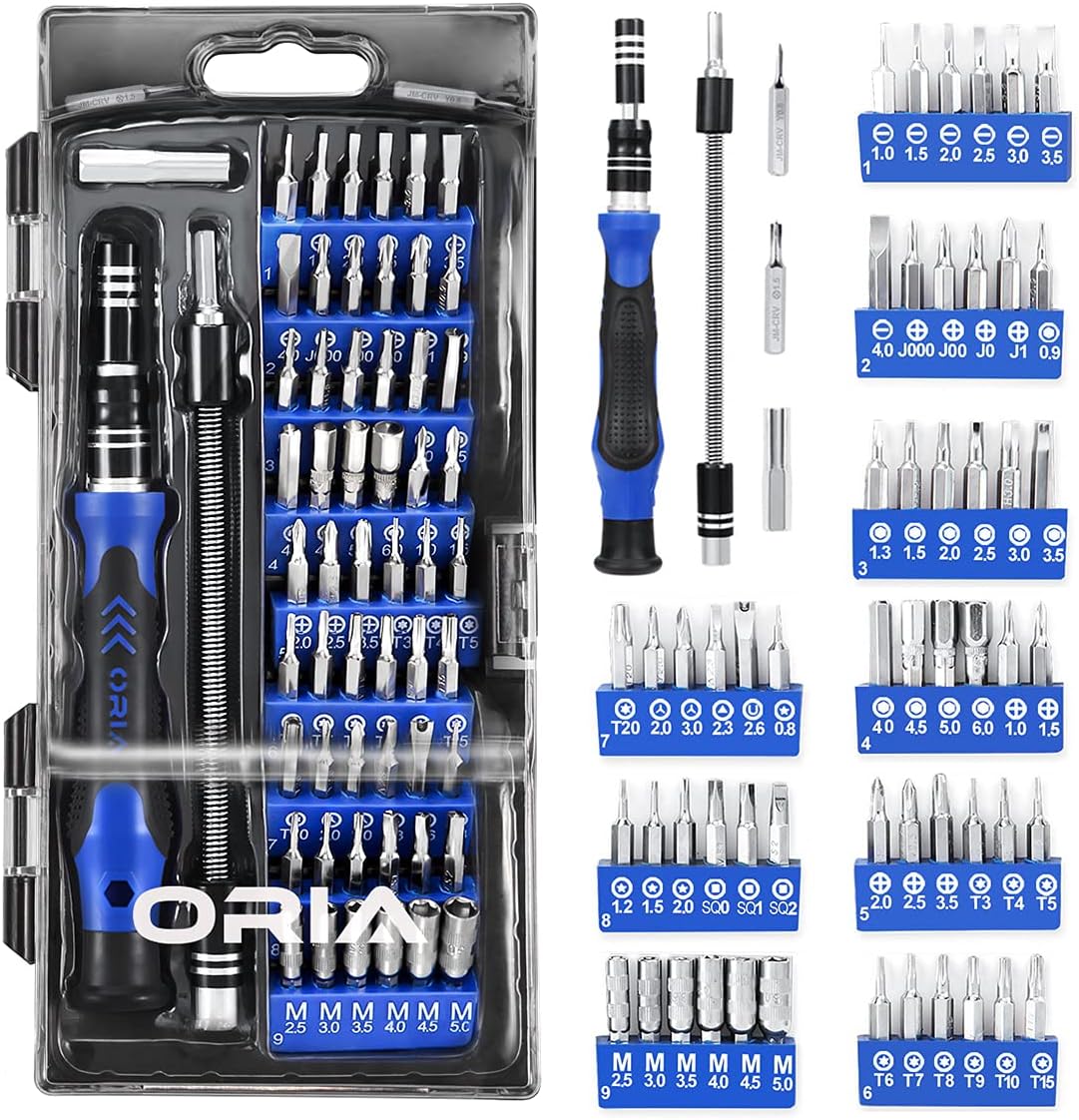 Oria Precision Screwdriver Kit, 60 in 1 with 56 Bits Screwdriver Set, Magnetic Driver Kit with Flexible Shaft, Extension Rod for Mob