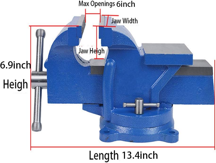 uyoyous 6-Inch Swivel Bench Vises,Heavy Duty Metal Milling Locking 360-Degree Swivel Work Bench Base 150mm Jaw Table Top Clamp Press Sw