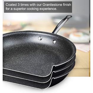 Emson GRANITESTONE 11 Inch Shallow Square Frying Pan Nonstick Skillet  Scratchproof Fry Pans Diamond Infused Coating No-warp Mineral-e