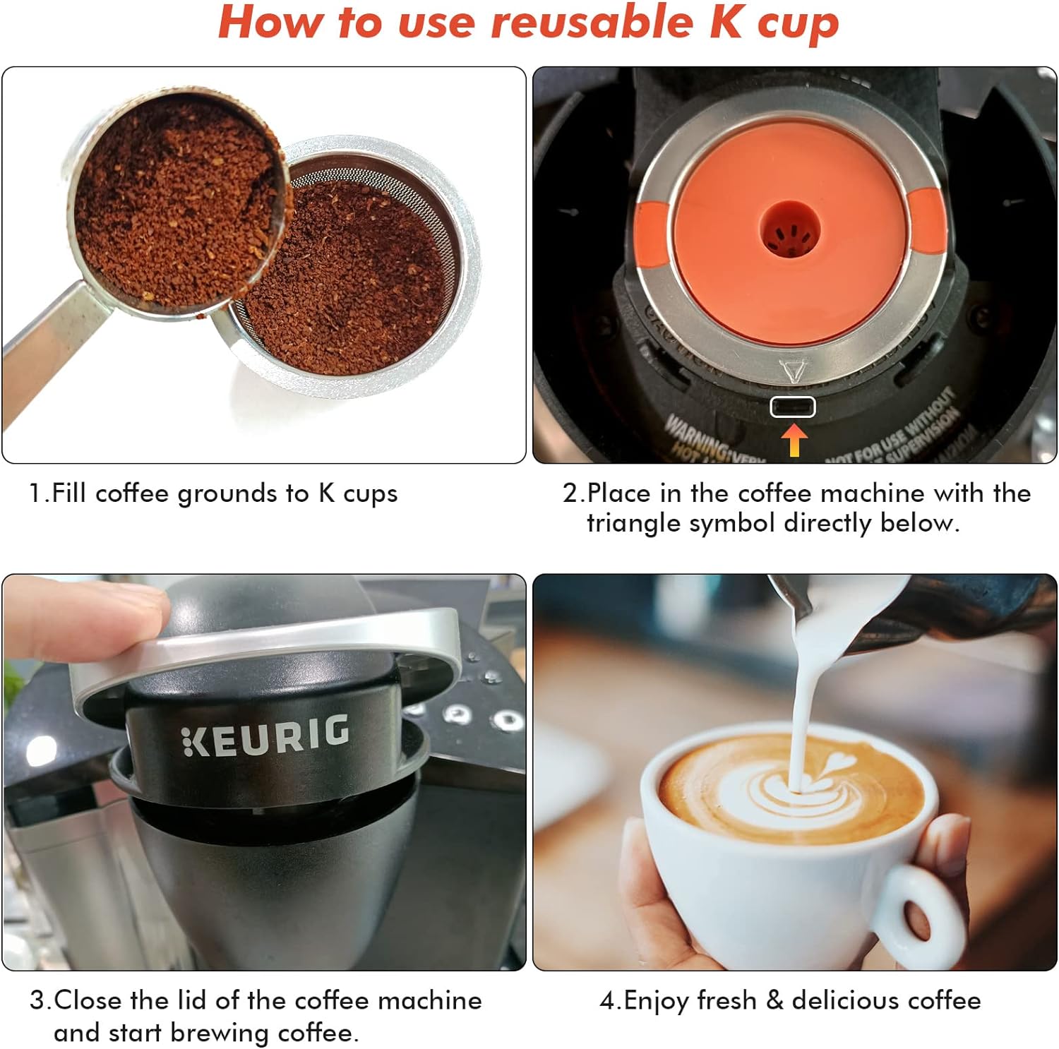 Generic Reusable K Cups For Keurig | keurig reusable coffee pods Compatible with 1.0 and 2.0 Keurig Single Cup Coffee Maker Stainless S