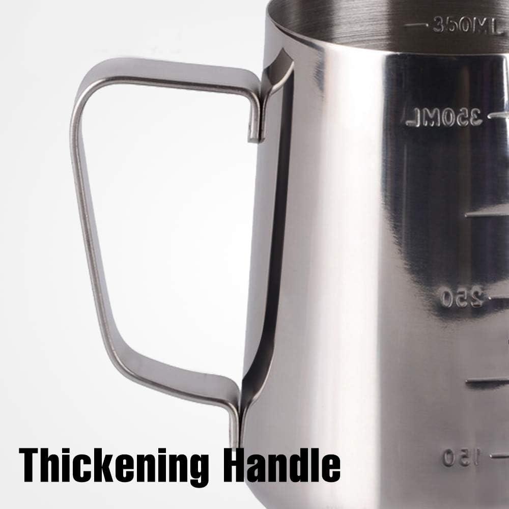 Generic Coffee Milk Frothing Pitcher Cup with Measurement Inside Thermometer set 12oz/350ML Stainless Steel Espresso Steaming Pitcher T