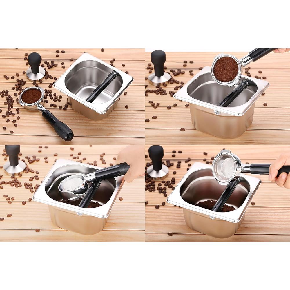 Apexstone Coffee Knock Box Stainless Steel,  Espresso Knock Box Stainless Steel, Knock Box for Espresso Coffee Grounds, Knock Box Small